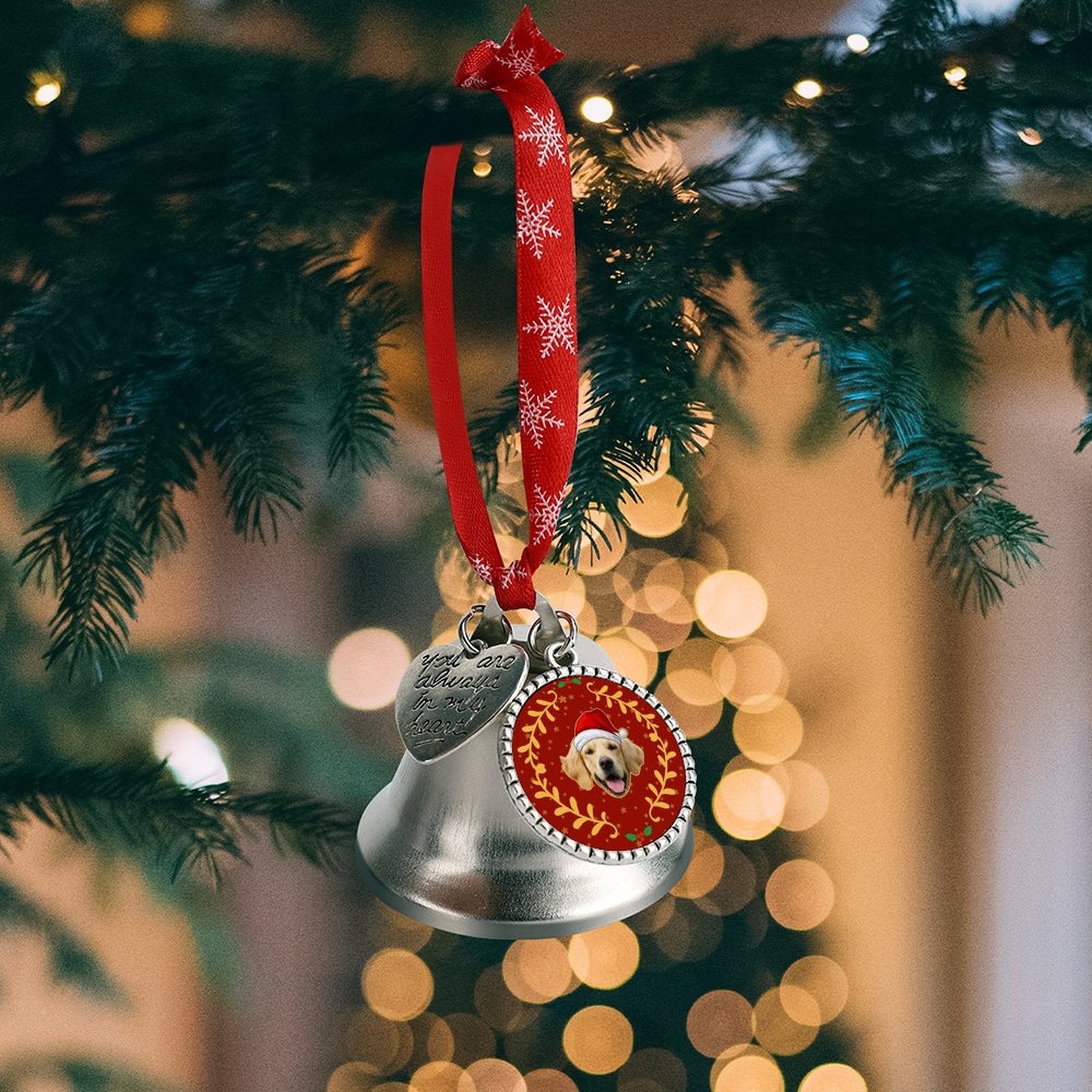 Personalized Pet Face Wreath Christmas Jingling Bell-WEPRINTME-10