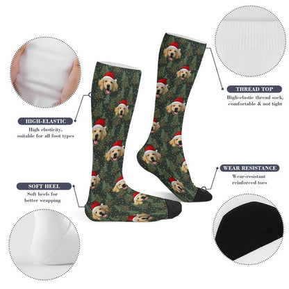 Custom Pet Face Trees Christmas Socks-WEPRINTME-9