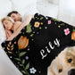 Custom Pet and Name Flower Fleece Blanket