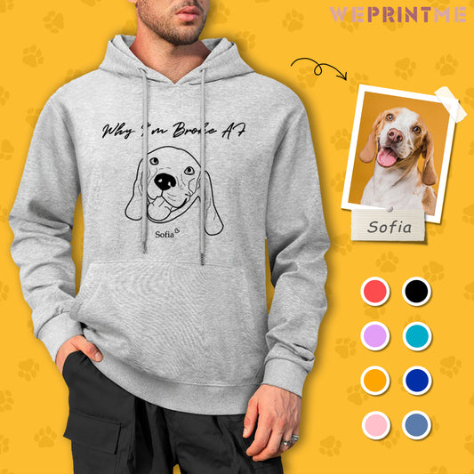 Custom Pet Face and Name Handdraw Unisex Cotton Hoodie