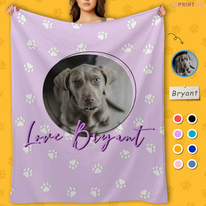 Custom Pet Photo and Name Fleece Blanket