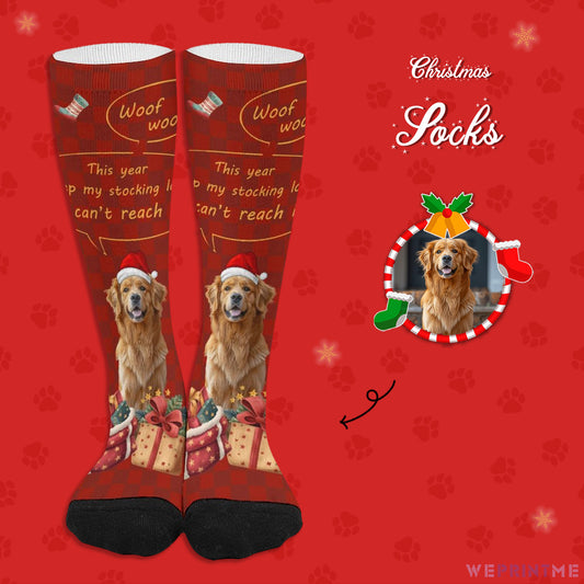 Custom Pet Face Woof Gift Christmas Socks-WEPRINTME-1