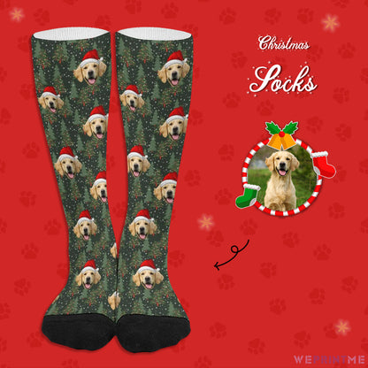 Custom Pet Face Trees Christmas Socks-WEPRINTME-1