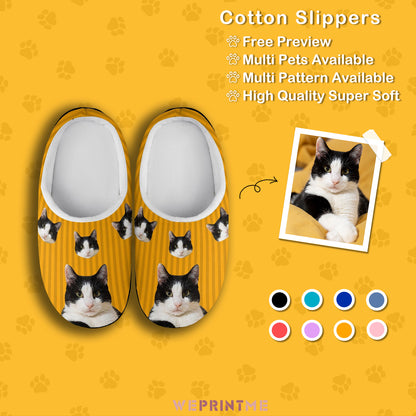 Custom Pet Stripe Cotton Slippers