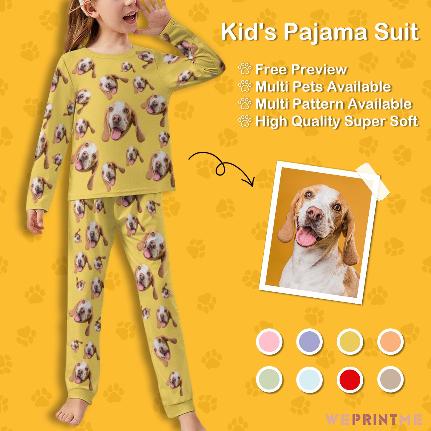 Custom Pet Face Pets Everywhere Kids Pajama Set