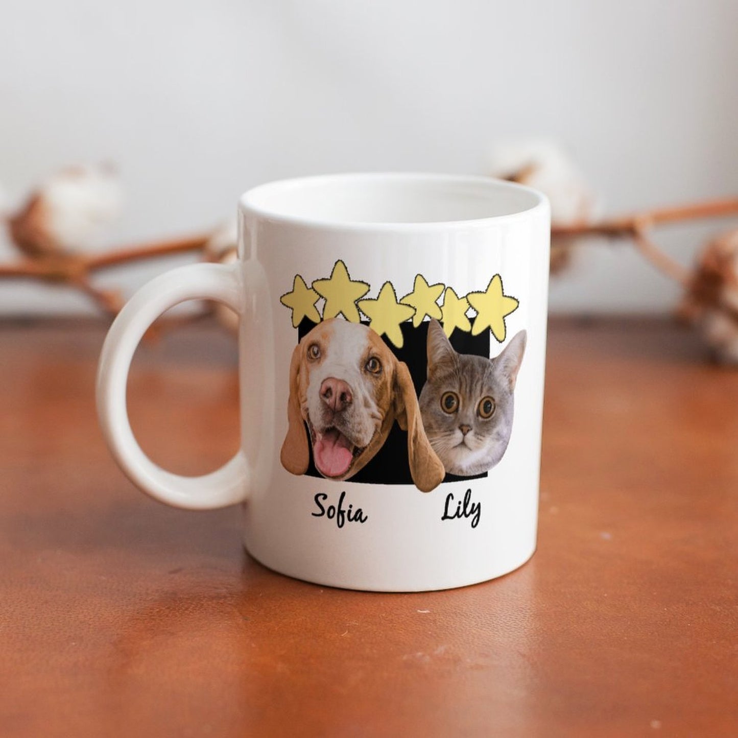 Custom Pet Face Stars Mug