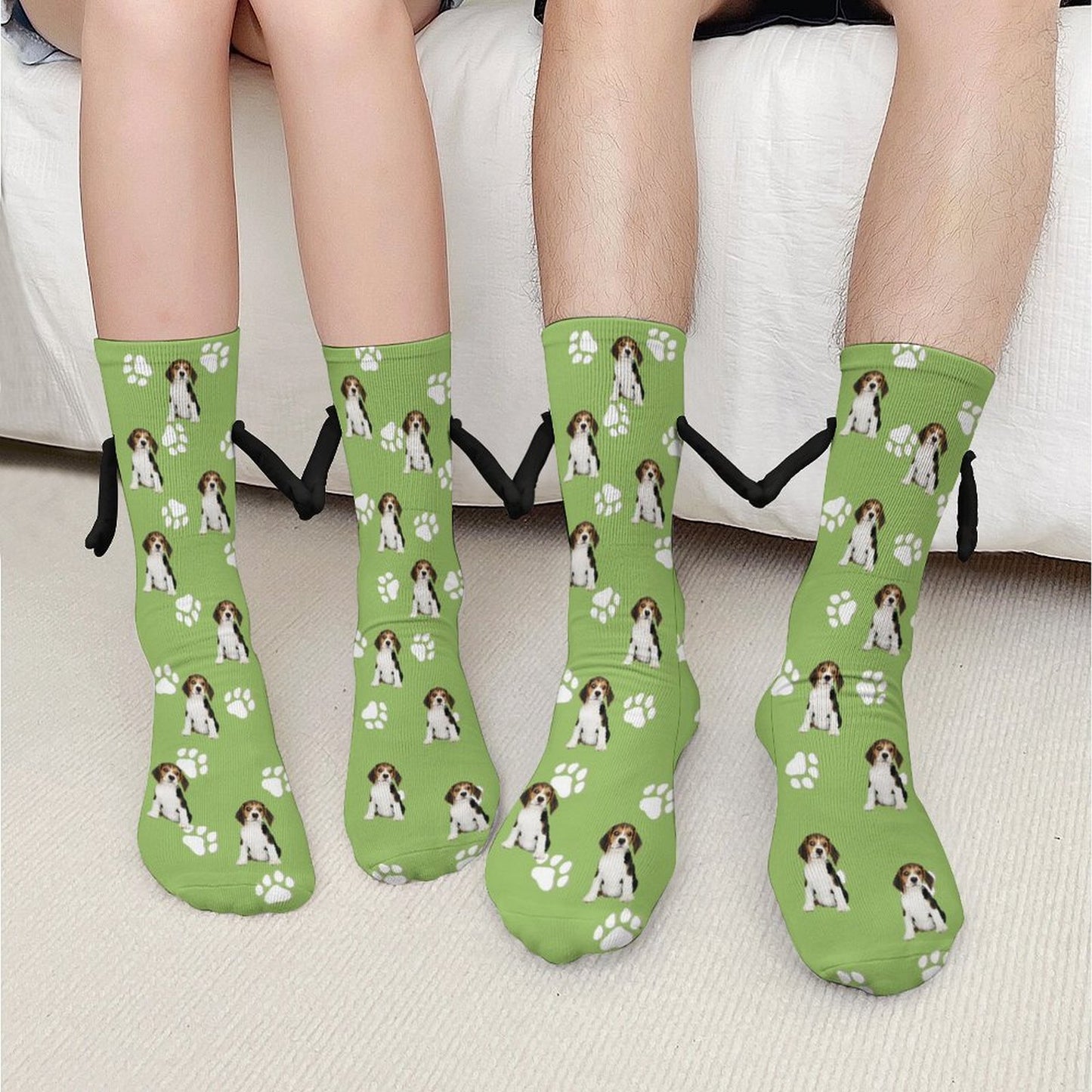 Custom Pet Face Pet Paws Holding Hands Socks