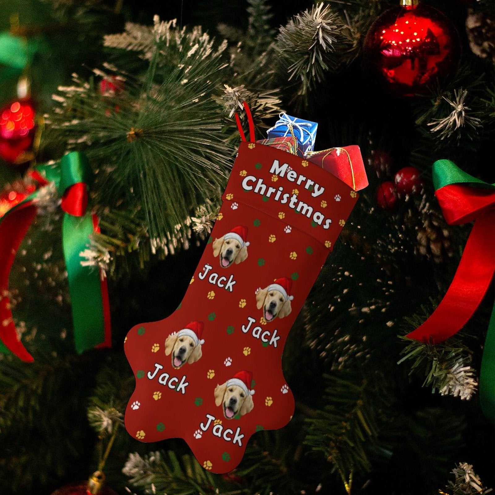 Personalized Pet Face and Name Merry Christmas Stockings-WEPRINTME-8