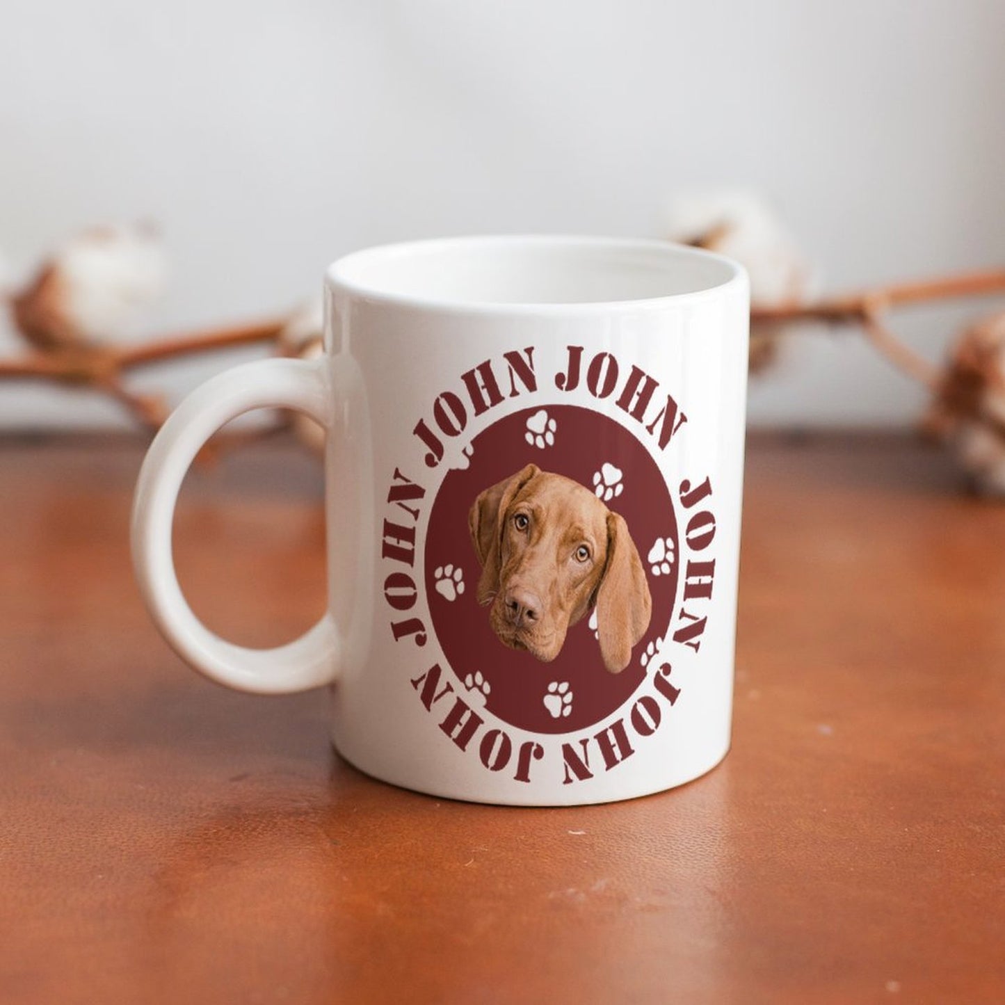 Custom Pet Face and Name Circle Pet Mug