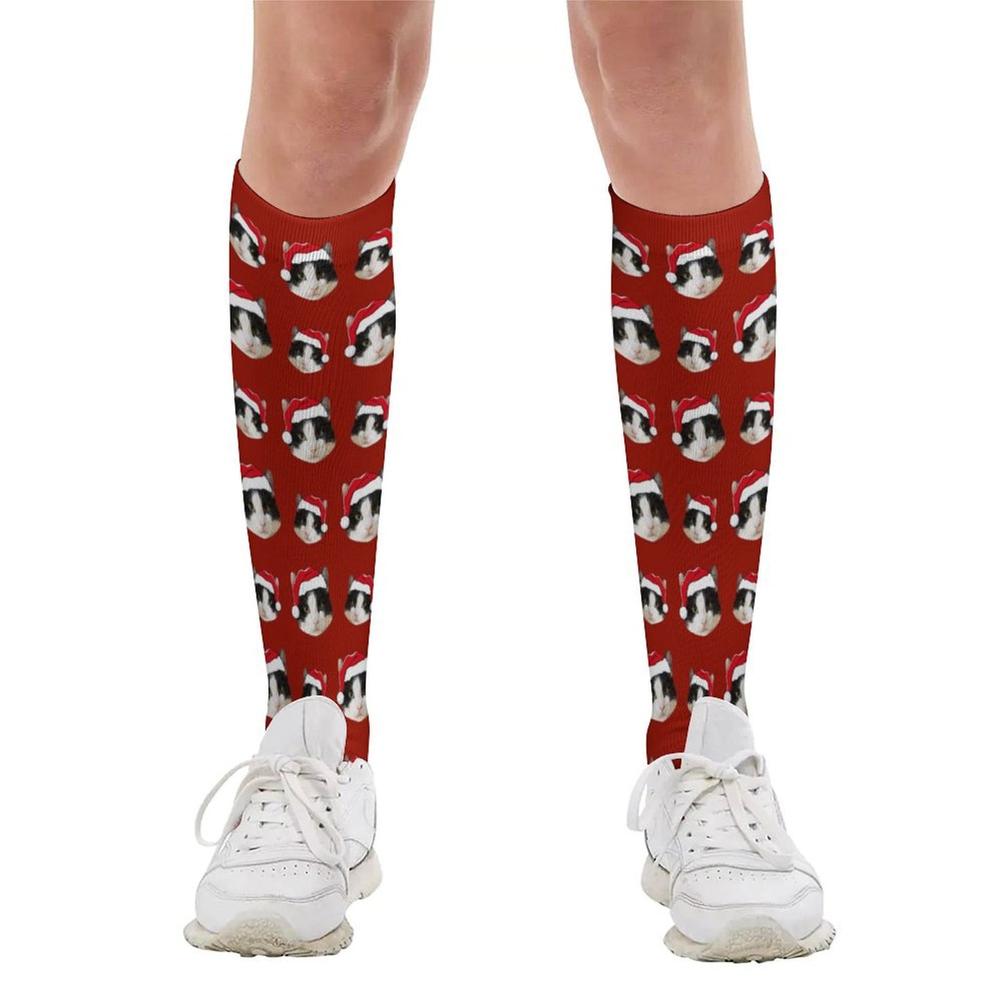 Custom Pet Face Christmas Socks-Red-WEPRINTME-2