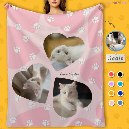 Custom Pet Photos Hearts Fleece Blanket