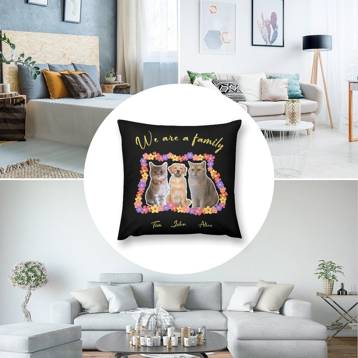 Custom Pet We Are Family Pillow Case