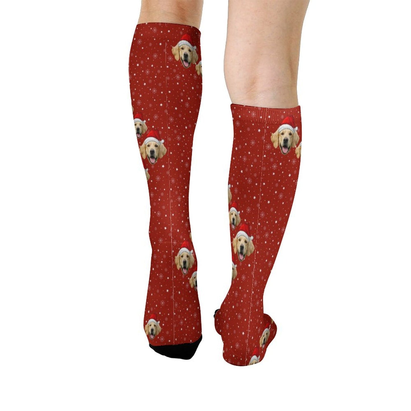 Custom Pet Face Snow Christmas Socks-WEPRINTME-3