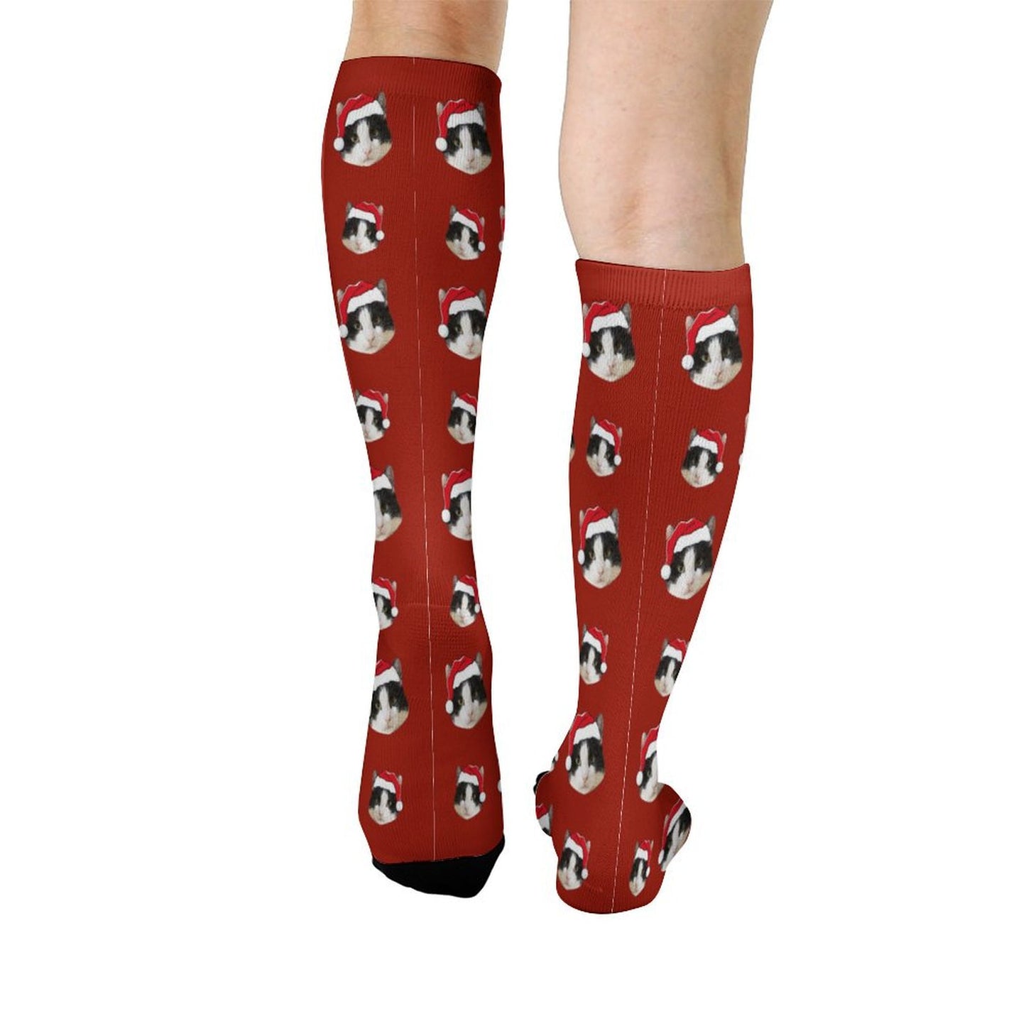 Custom Pet Face Christmas Socks-Red-WEPRINTME-3