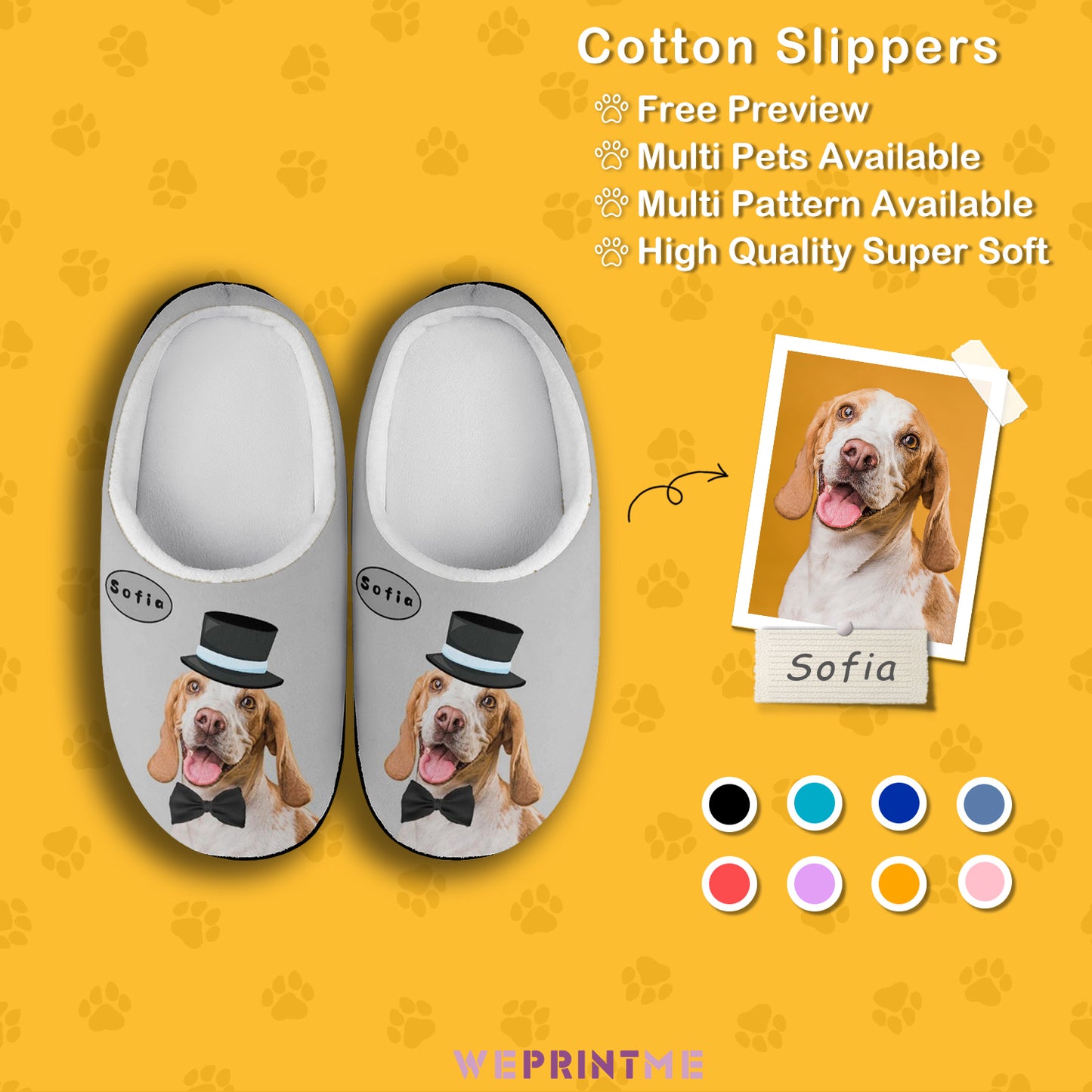 Custom Pet Face and Name Gentledog Cotton Slippers