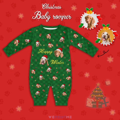 Custom Pet Face Happy Winter Baby Onesie-Main-WEPRINTME