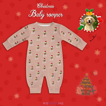 Custom Pet Face and Name Christmas Baby Onesie-5 Main-WEPRINTME