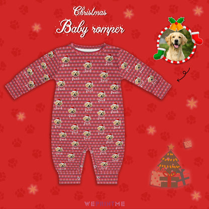 Custom Pet Face and Name Christmas Baby Onesie-2 Main-WEPRINTME