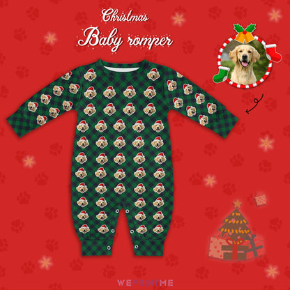 Custom Pet Face Christmas Plaid Pet Baby Onesie-4 Main-WEPRINTME