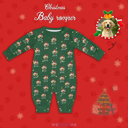 Custom Pet Face and Name Christmas Baby Onesie-1 Main-WEPRINTME