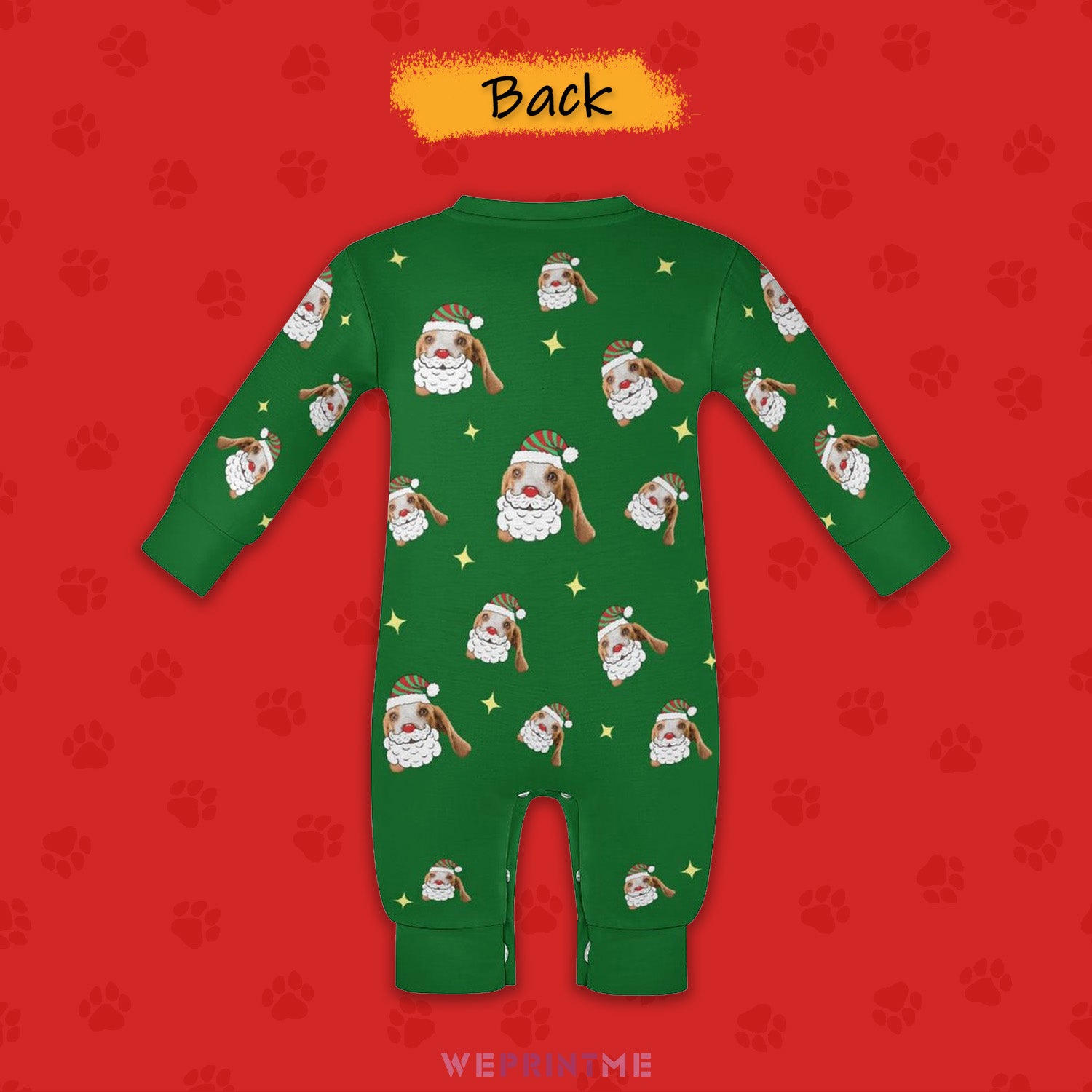 Custom Pet Face Santa Dog Baby Onesie-Back-WEPRINTME