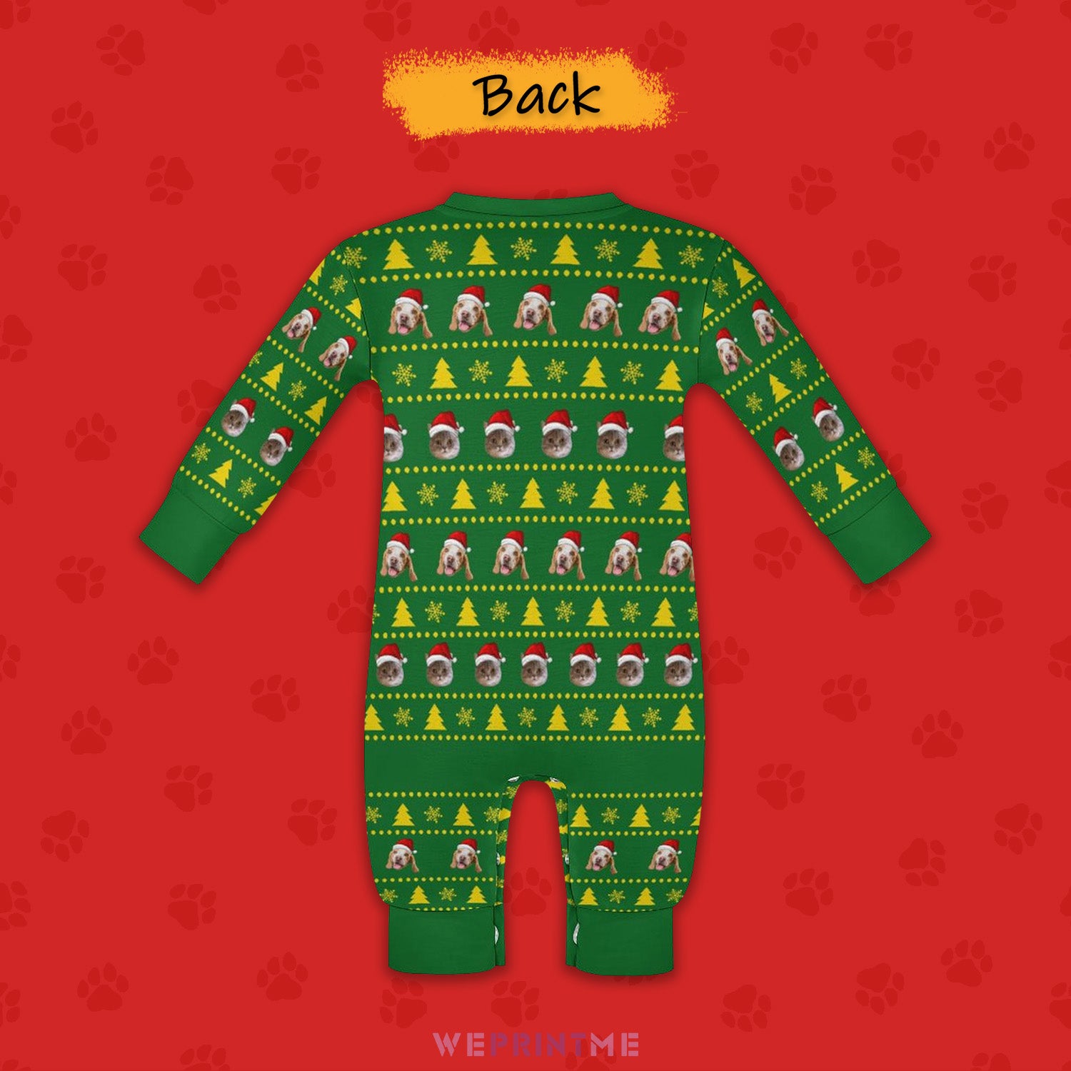 Custom Pet Face Christmas Trees Baby Onesie-Back-WEPRINTME