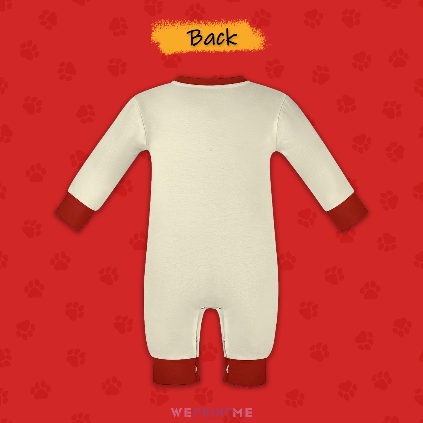 Custom Pet Face HoHo Pet Baby Onesie-Red Back-WEPRINTME