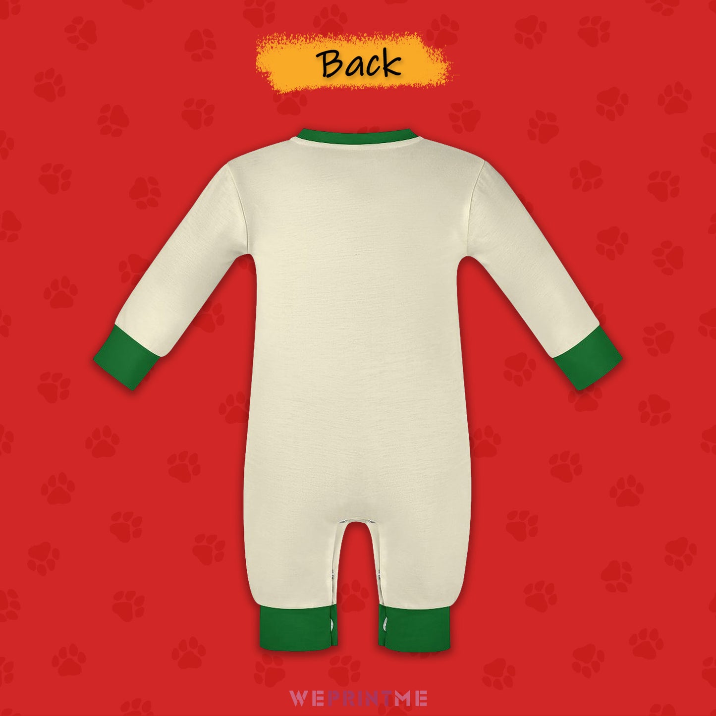 Custom Pet Face HoHo Pet Baby Onesie-Green Back-WEPRINTME