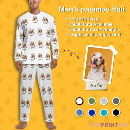 Custom Pet Face and Name Men's Long Pajama Set