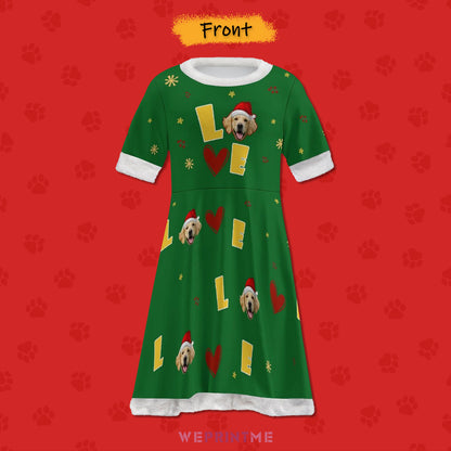 Custom Pet Face Love Girls Dress-Front-WEPRINTME