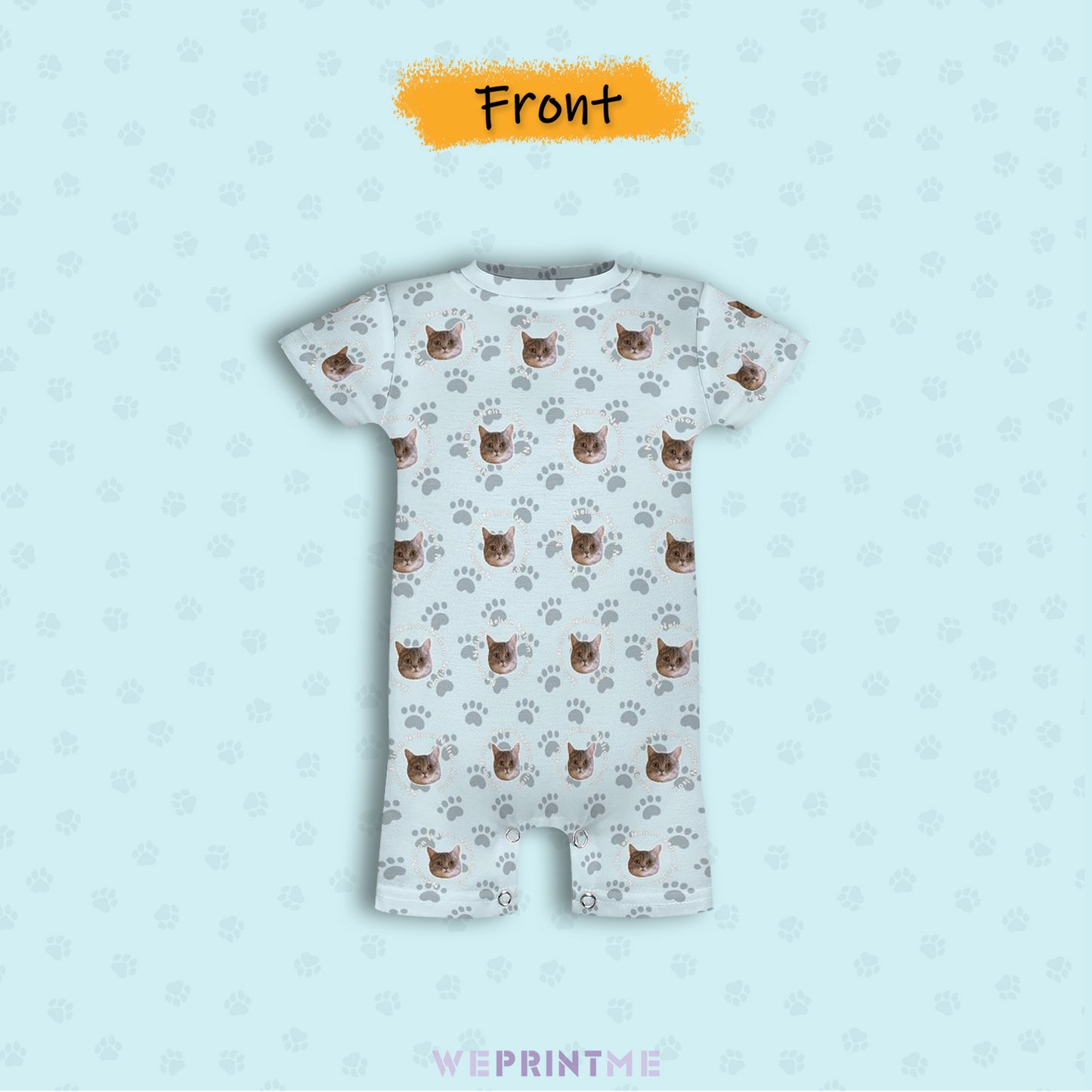 Custom Pet Face and Name Circle Baby Romper