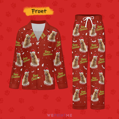 Custom Pet Face Merry Christmas Matching Pajamas