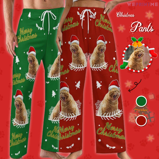 Custom Pet Happy Christmas Pajama Pants - WEPRINTME