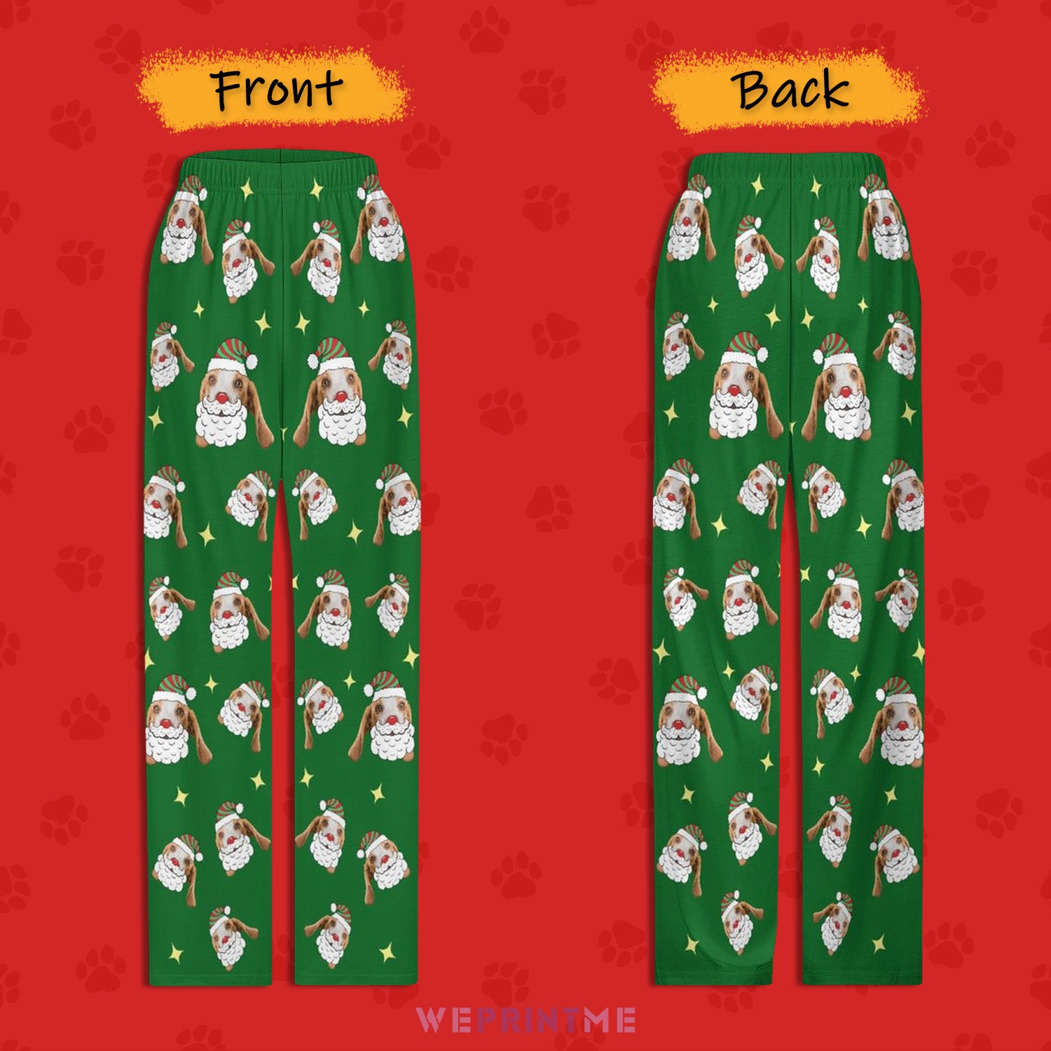 Custom Pet Face Santa Pants for Kids-Front and Back-WEPRINTME