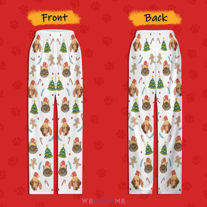 Custom Pet Face Gingerbread Man Pants for Kids-Front and Back-WEPRINTME