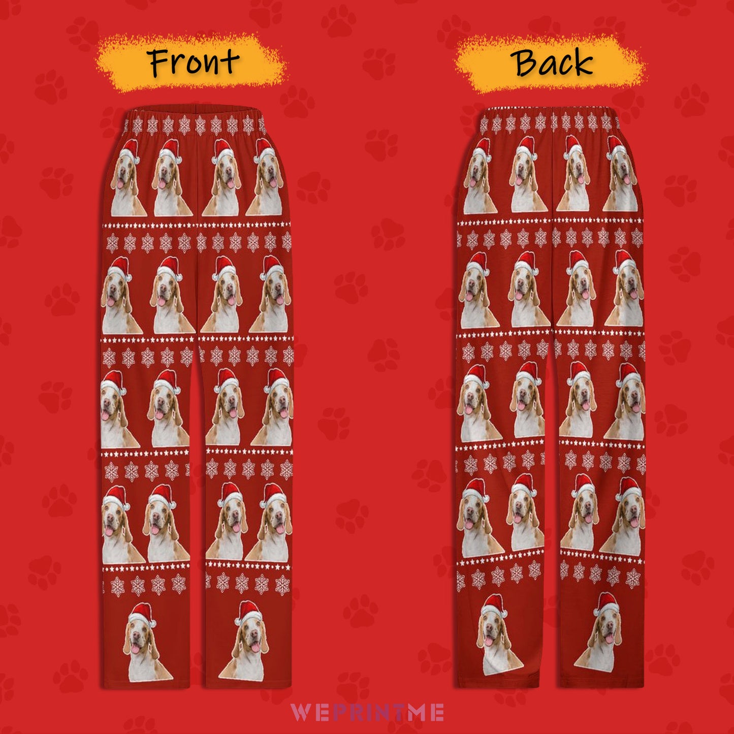 Custom Pet Snow Santa Pants for Kids-Front and Back-WEPRINTME