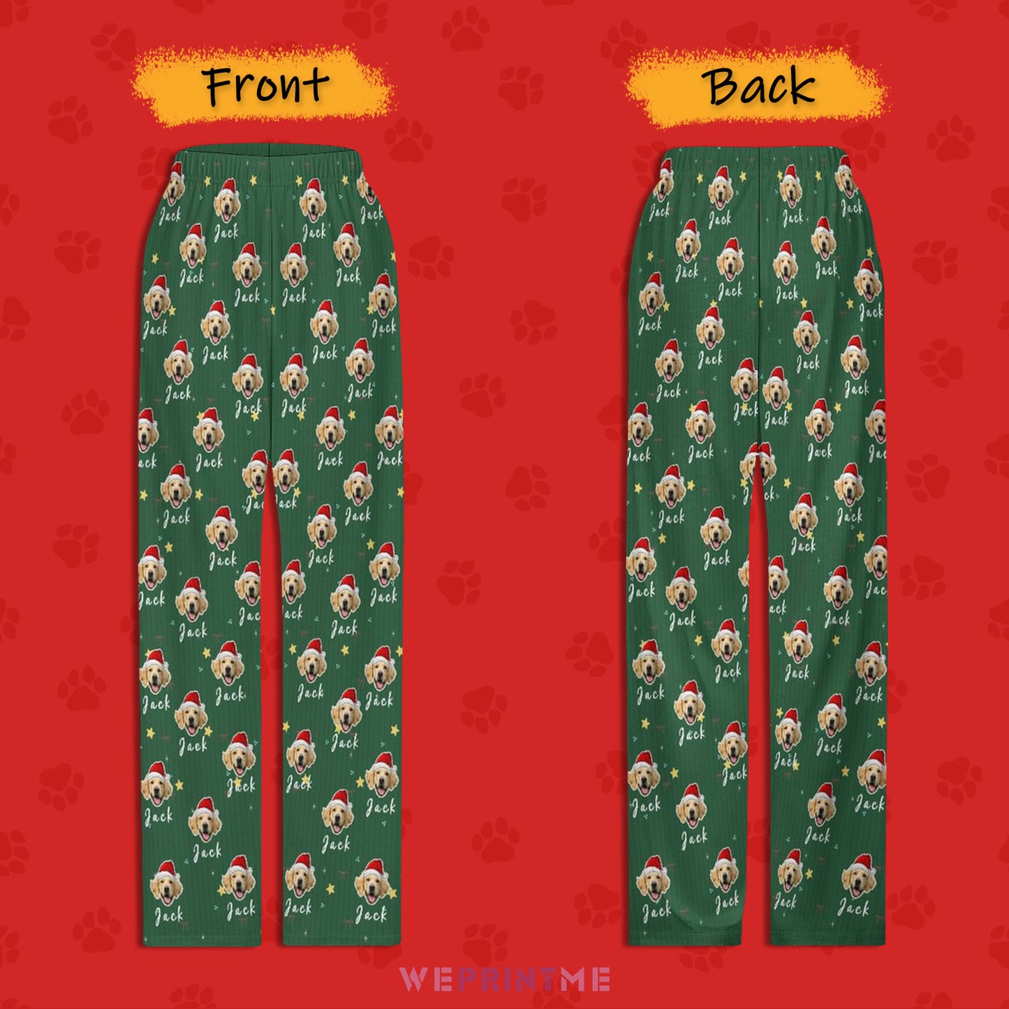 Custom Pet Face and Name Christmas Pants for Kids-Style1 FB-WEPRINTME