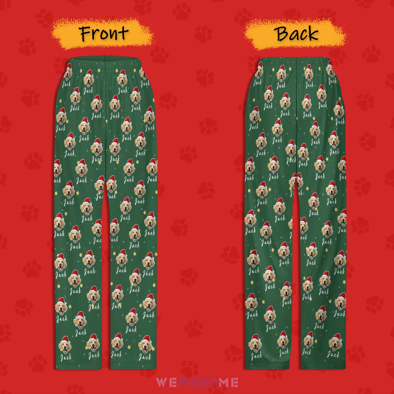 Custom Pet Face and Name Christmas Pants for Kids-Style1 FB-WEPRINTME