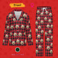 Custom Pet Face Pajamas Santa Red Plaid Couple Matching Christmas Pajamas