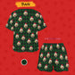 Custom Pet Face Pajamas Santa Red Plaid Women's Short Pajama Set