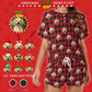 Custom Pet Face Pajamas Santa Red Plaid Women's Short Pajama Set