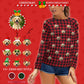 Custom Pet Face Pajamas Santa Red Plaid Women's Sweatshirt