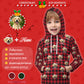 Custom Pet Face&Name Santa Hat Red Plaid Hoodies For Kids