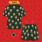 Custom Pet Face&Name Pajamas Santa Red Plaid Women's Short Pajama Set