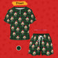 Custom Pet Face&Name Pajamas Santa Red Plaid Women's Short Pajama Set