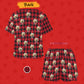 Custom Pet Face&Name Pajamas Santa Red Plaid Women's Short Pajama Set