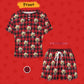 Custom Pet Face&Name Pajamas Santa Red Plaid Women's Short Pajama Set