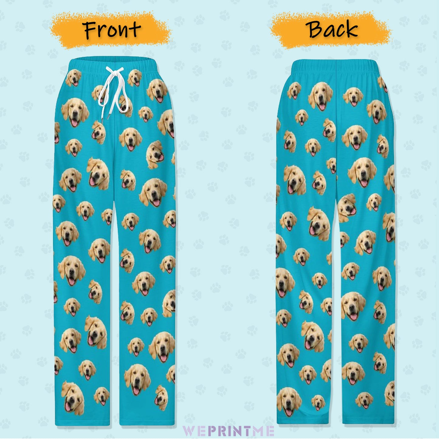 Show Front and Back of Personalized Pet Pajama Pants