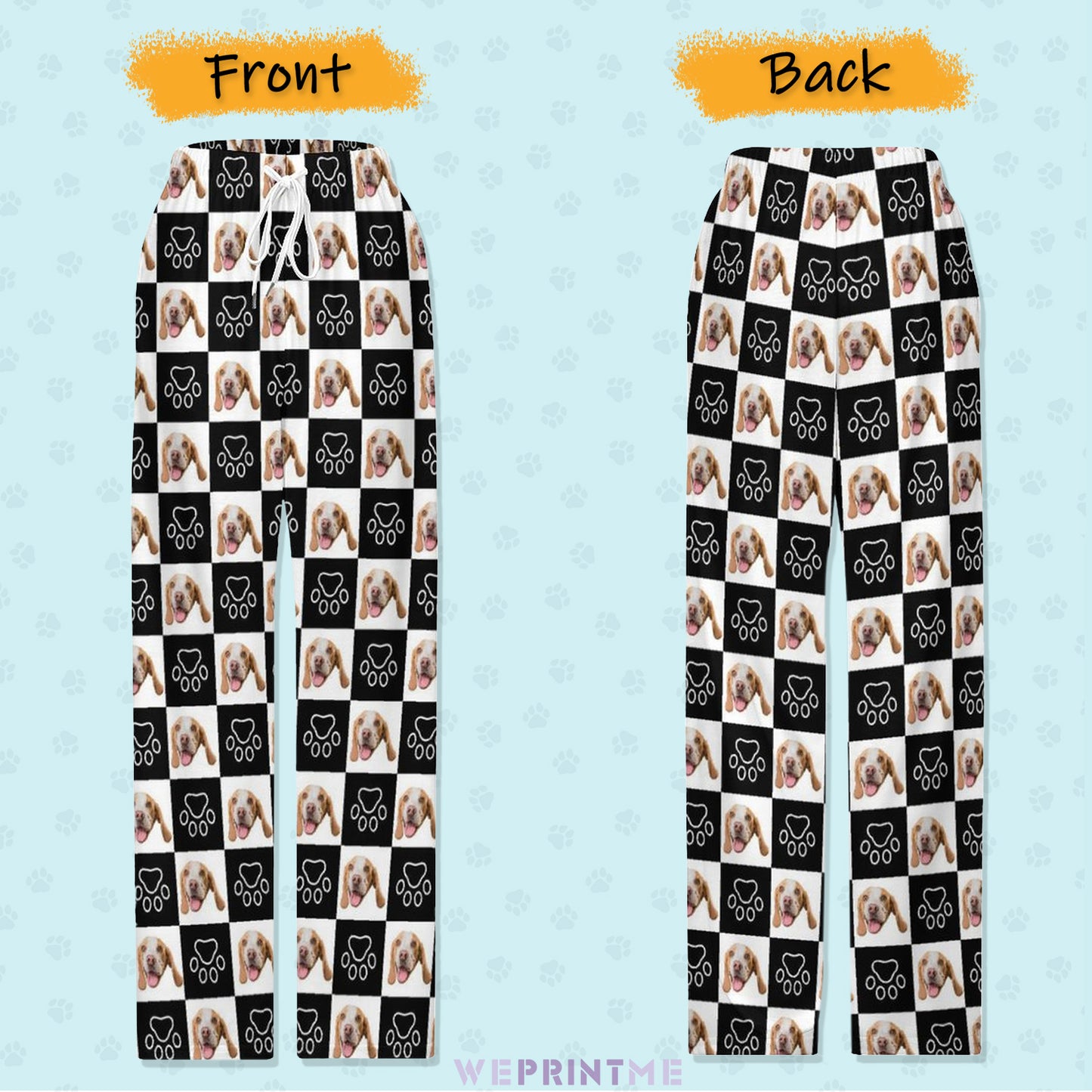 Personalized Pet Pants Black and White Pet Unisex Pajama Pants