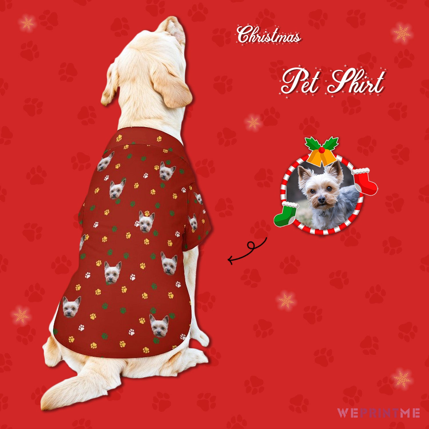 Personalized Pet Face Paws Christmas Pets Shirts-WEPRINTME-1